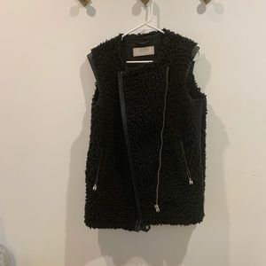 Black shearling Zara long vest